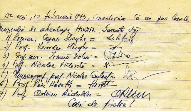 Sursa foto: www.101stiri.ro  Document din 1993, prin care semnatarii se angajau să redeschidă muzeul de la Hârșova