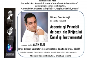 VIDEO-CONFERINȚĂ: APRECIATUL DIRIJOR ȘI LECT. UNIV. DR. ALTIN BULI, DIN TIRANA, PE ZOOM CU CADRELE DIDACTICE ȘI STUDENȚII FACULTĂȚII DE ARTE A UOC